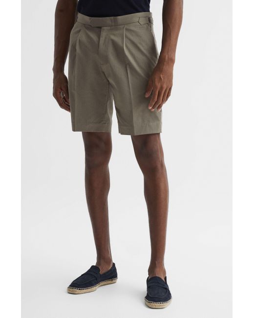 Reiss Green Shore - Khaki Side Adjuster Shorts, 36 for men