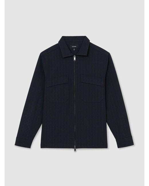 Reiss Blue Stripe Zip-Through Overshirt for men