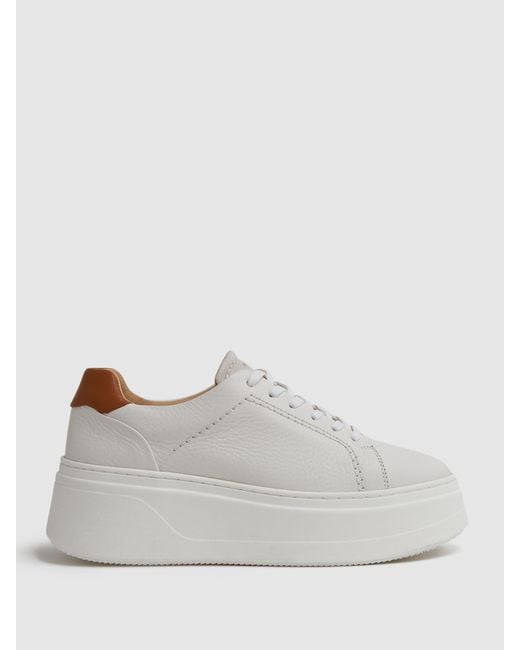 Reiss White Connie Trainers Leather Brand Print