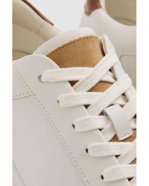 Reiss White Leather Suede Detail Trainers for men