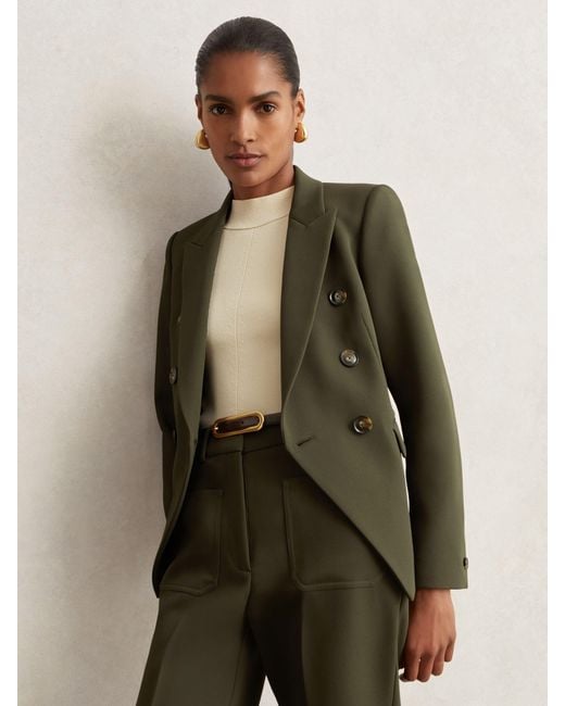 Reiss Green Double-Breasted Peak-Lapel Suit Blazer