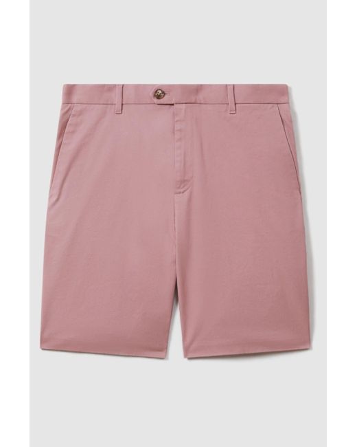Reiss Wicket - Dusty Pink Modern Fit Cotton Blend Chino Shorts for men