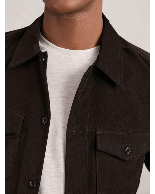 Reiss Black Kai - Brown Cotton Corduroy Twin-pocket Overshirt, 2x-large for men