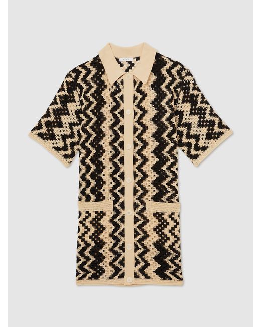 Reiss Natural Cream Cotton Patterned Crochet Dress