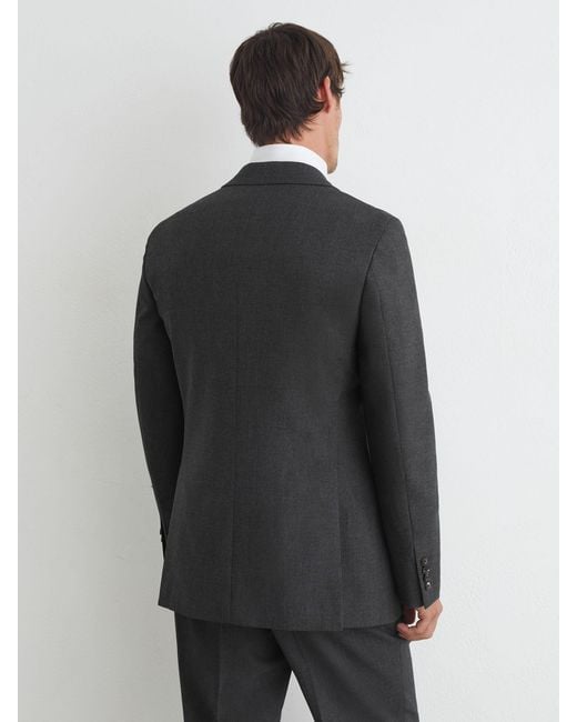 Reiss Gray Wool Single-Breasted Classic-Fit Suit Blazer for men