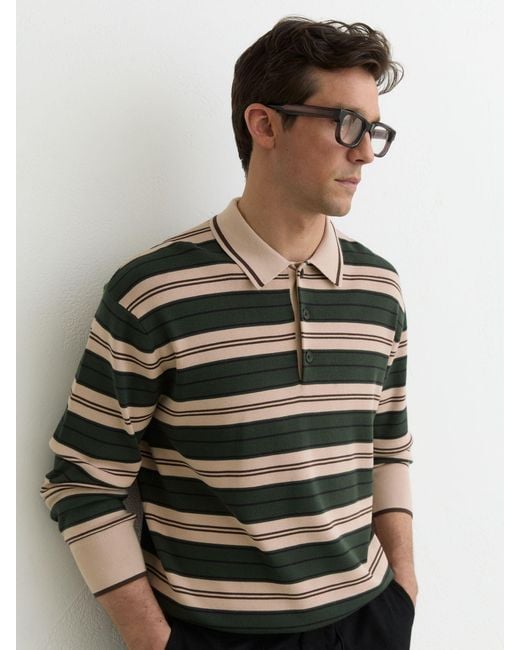 Reiss Multicolor Rugby-Stripe Half-Button Jumper for men