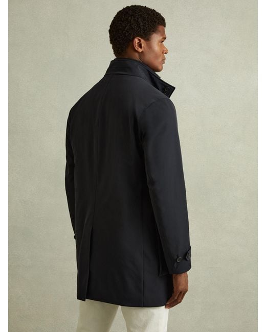 Reiss Blue Player - Navy Hybrid Removable Funnel Neck Overcoat, M for men