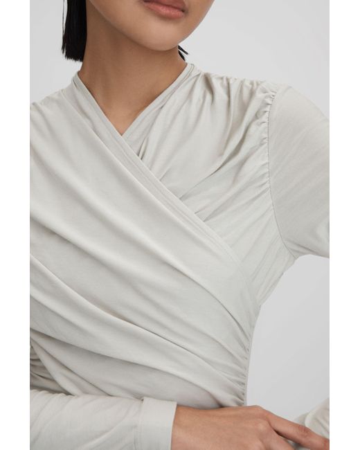 Reiss White Wrap Front Top