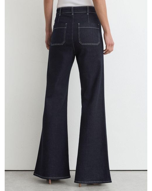 Reiss Blue Tall Patch-Pocket Flared Jeans