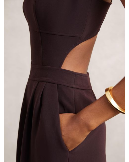 Reiss Red Wide-Leg Cut-Out Jumpsuit