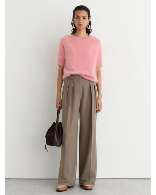 Reiss Pink Cashmere Short-Sleeve Top