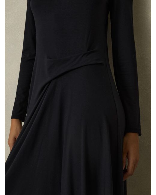 Reiss Blue Ivy - Navy Jersey Draped Midi Dress, Us 0