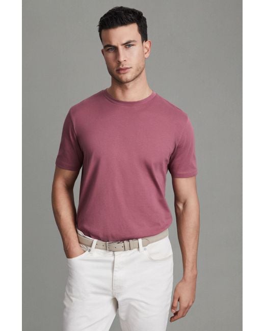 Reiss Red Bless - Old Rose Cotton Crew Neck T-shirt, S for men