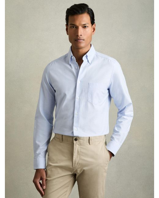 Reiss Blue Wash Button Down Oxford Shirt for men