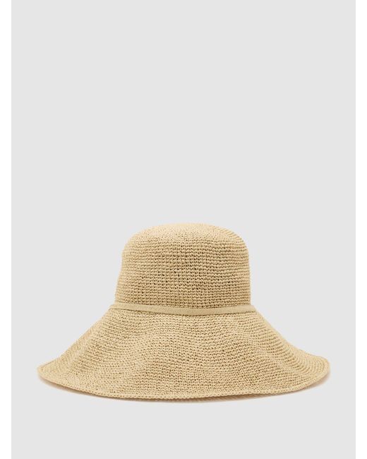 Reiss Natural Straw-Effect Beaded-Strap Hat, S & M