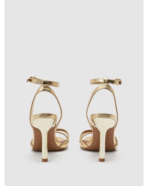 Reiss Black Leather Link-Strap Stiletto Sandals