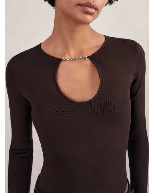 Reiss Multicolor Tilly Chain-Detail Keyhole Knit Top