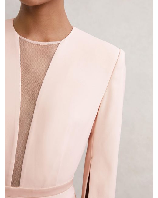 Reiss Natural Plunge-Neck Split-Sleeve Jumpsuit