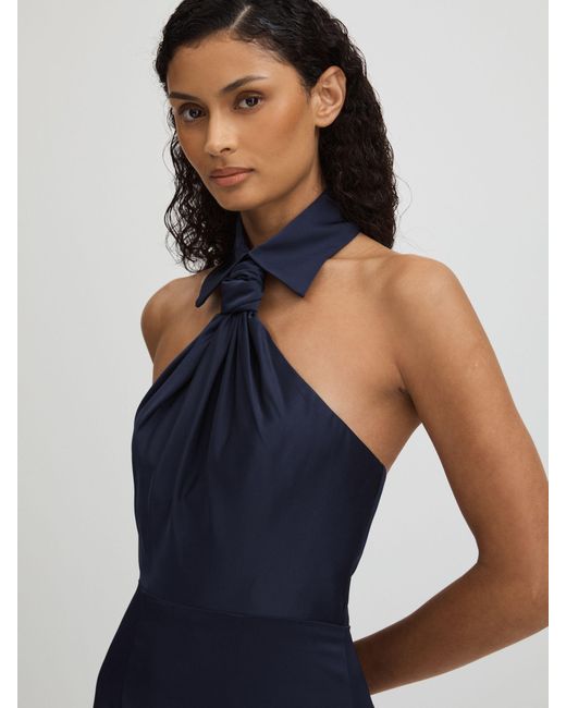 Halston Heritage Blue Halter Neck Maxi Dress