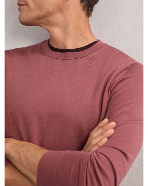 Reiss Red Merino Wool Crew-Neck Jumper for men