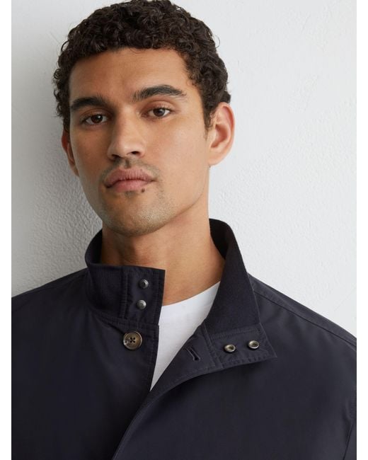 Reiss Blue Technical Button-Through Bomber Jacket for men