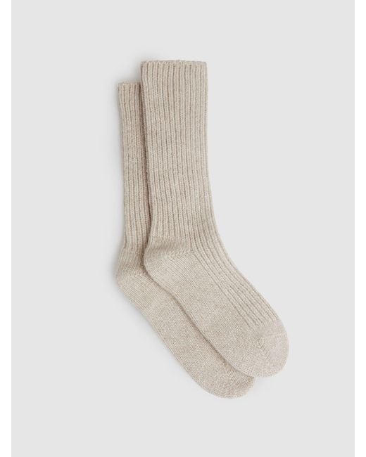 Reiss White Carmen Socks Wool Rib Knit