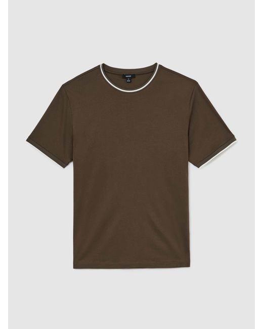 Reiss Ainsley - Taupe Brown Air-water Cotton Tipped Tailored-fit T-shirt, M for men