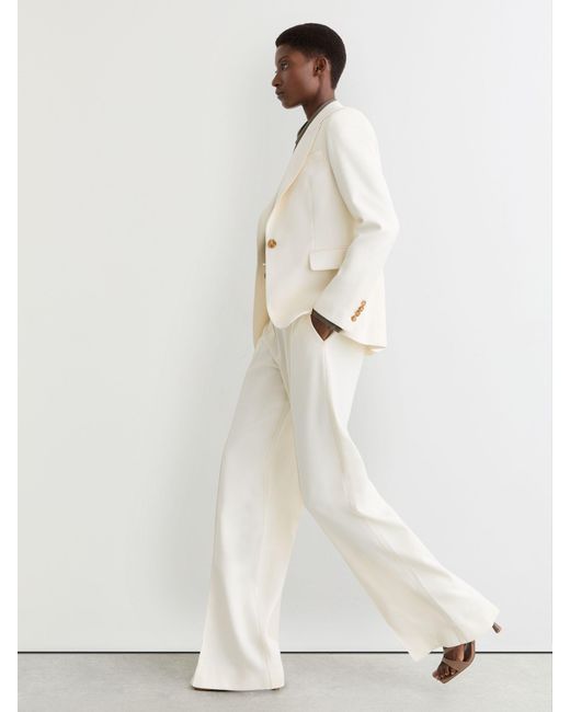 Reiss Natural Wide-Leg Seam-Detail Trousers