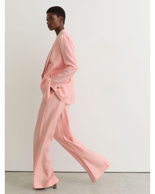 Reiss Pink Petite Wide-Leg Suit Trousers