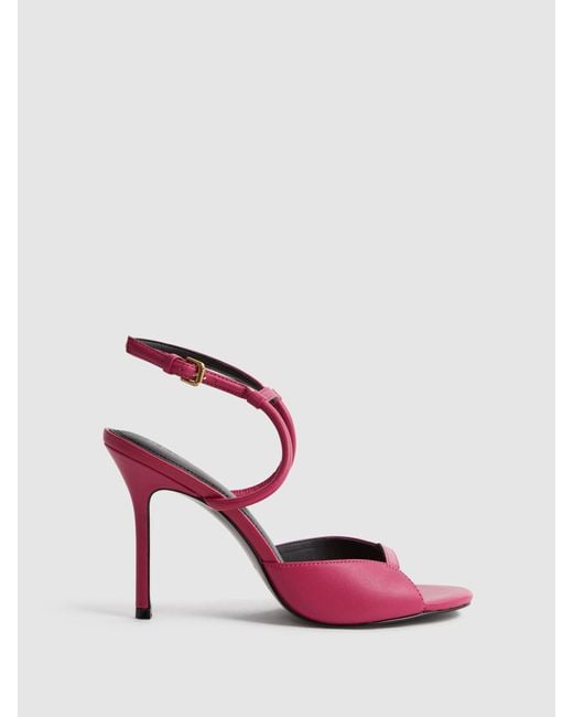 Reiss Harper - Bright Pink Leather Strappy Heels, Us 9 (uk 7)