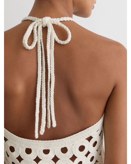 Reiss Celia - White Cotton Cut-out Knitted Halterneck Top, Xs (us 2)
