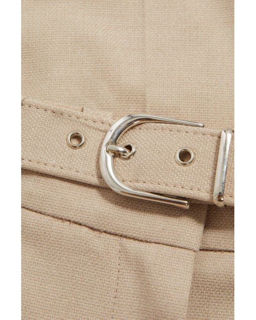 Reiss Natural Freja - Neutral Petite Tapered Belted Trousers