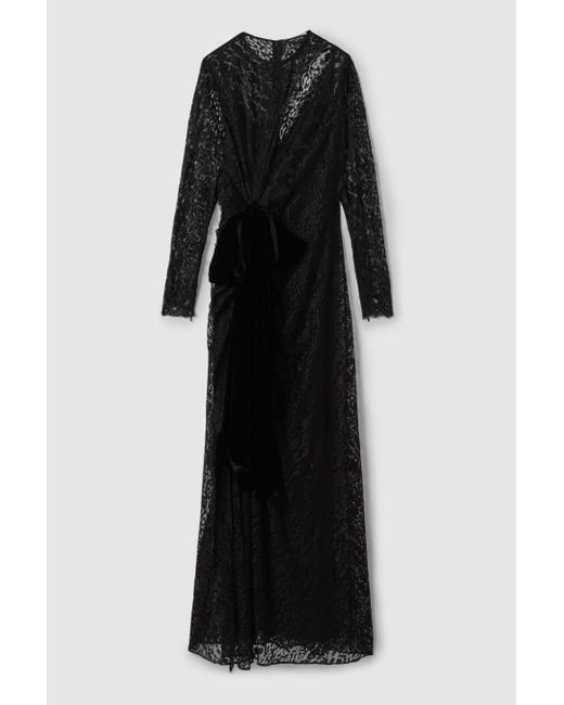 ATELIER Black Lace Velvet Maxi Dress