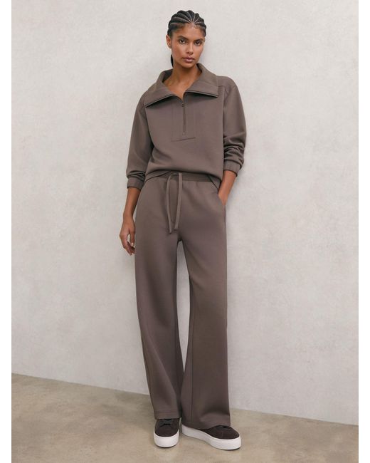 Reiss Multicolor Laney - Taupe Brown Petite Wide-leg Interlock Drawstring Joggers, Xs
