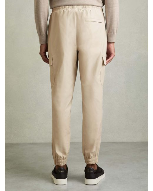 Reiss Natural Technical Cargo Drawstring Trousers for men
