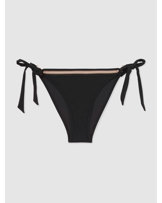 Reiss White Riva Contrast-Stripe Triangle Bikini Top