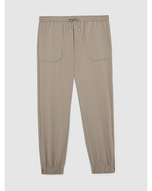 Reiss White Technical Cuffed Drawstring Trousers for men