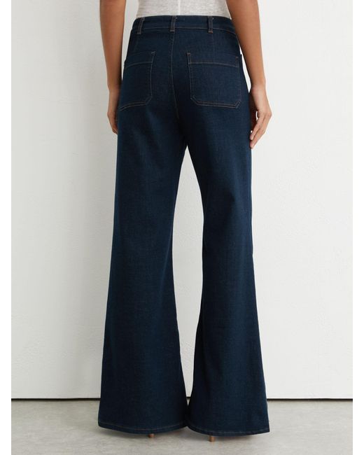 Reiss Sakura - Dark Blue Petite Patch-pocket Flared Jeans, Us 20