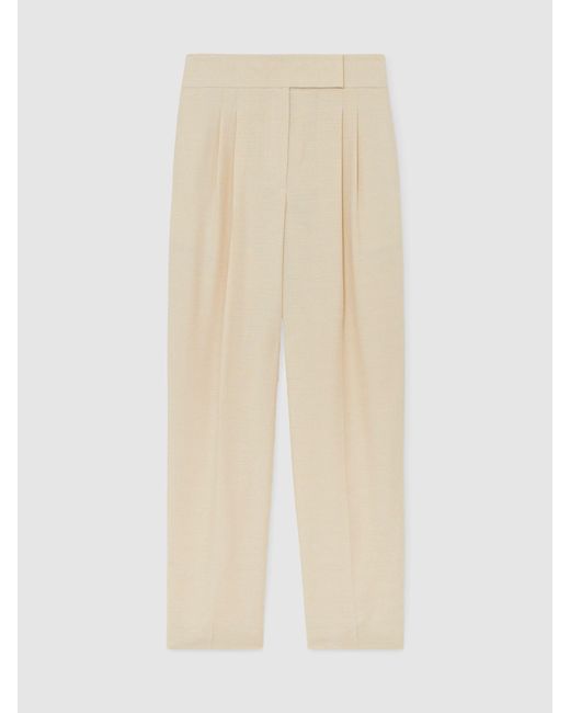 ATELIER Gray Woven Tapered Pleated Trousers