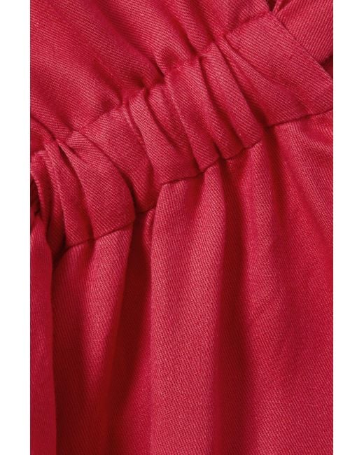 Reiss Red Selena - Coral Petite Linen Blend Drape Jumpsuit, Us 4