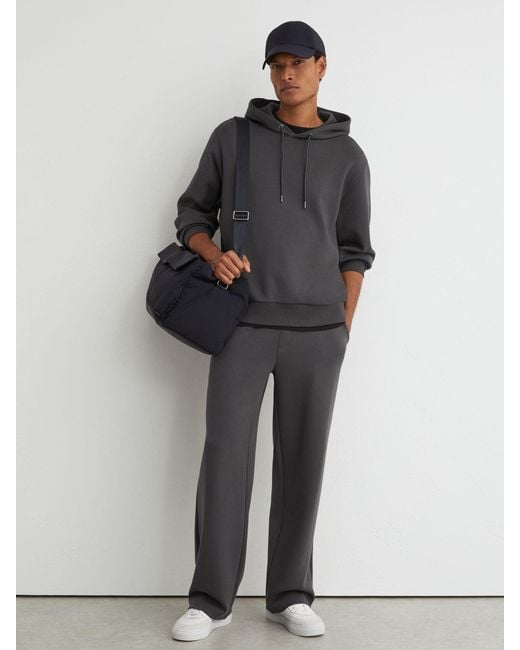 Reiss Black Falco - Charcoal Grey Premium Interlock Relaxed-fit Hoodie, S for men