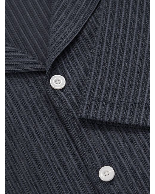 Reiss Arnott Textured-Stripe Cuban-Collar Shirt in Blue für Herren