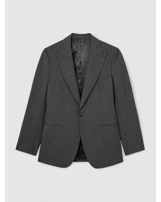 Reiss Gray Wool Single-Breasted Classic-Fit Suit Blazer for men