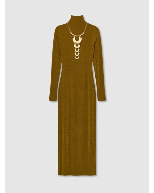 ATELIER Metallic Necklace-Detail Jersey Maxi Dress