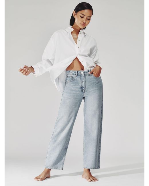 Reiss Blue Mid-Rise Straight-Leg Jeans