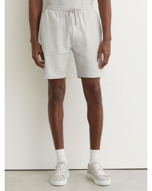 Reiss Natural Textured Side-Stripe Drawstring Shorts for men