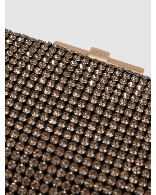 Reiss Brown Embellished Clutch Bag