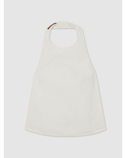 Reiss White Cotton Belt-Halterneck Top