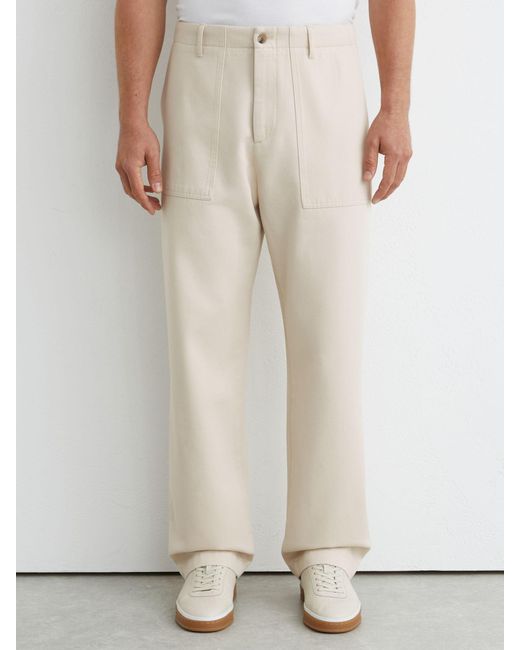 Reiss White Cotton And Wool Relaxed-Fit Trousers for men