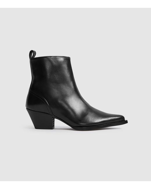 Reiss Hayworth - Leather Western Ankle Boots in Black | Lyst